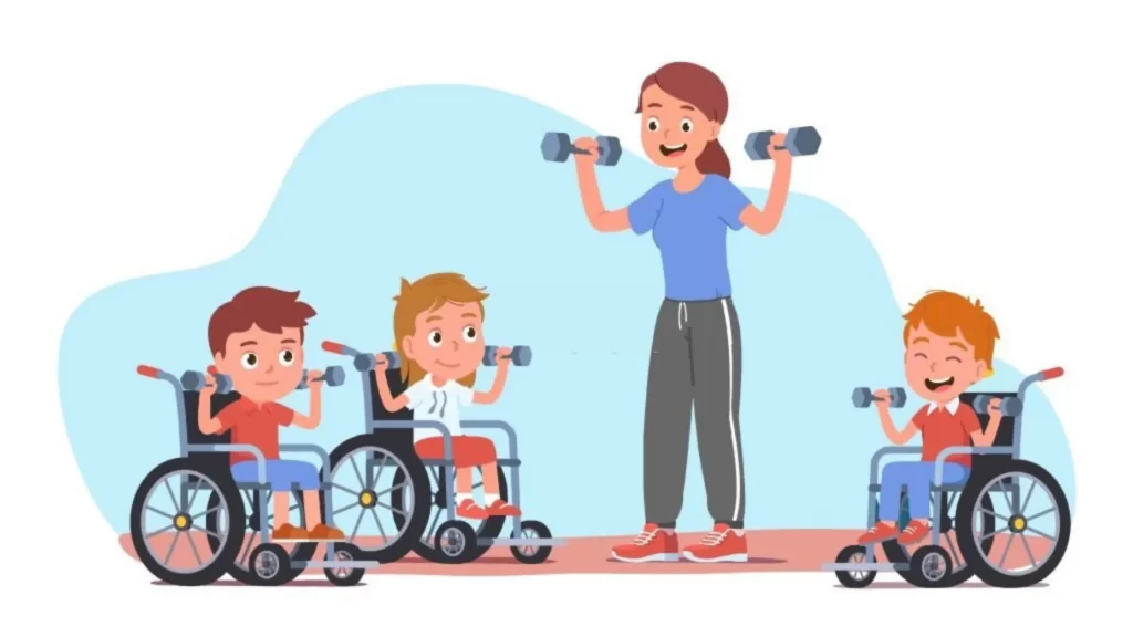 widen wheels wheelchair exercise with teacher