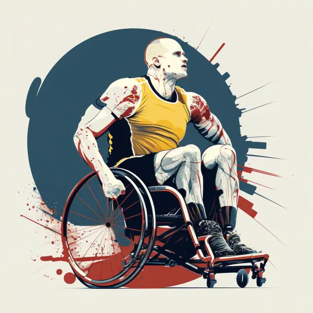 An athlete sitting in a wheelchair