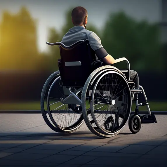 A person sitting in a wheelchair outdoor