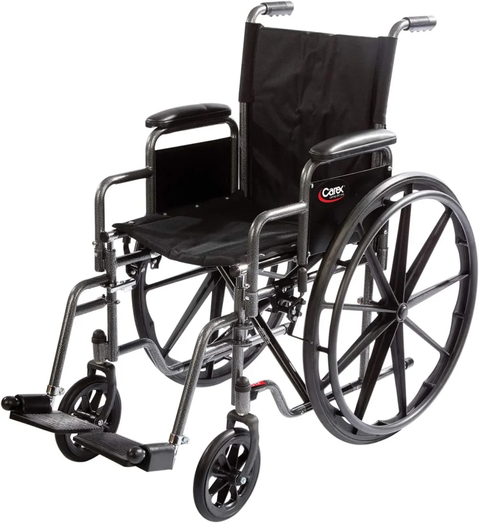 Carex Wheelchair with Large 18” Padded Seat