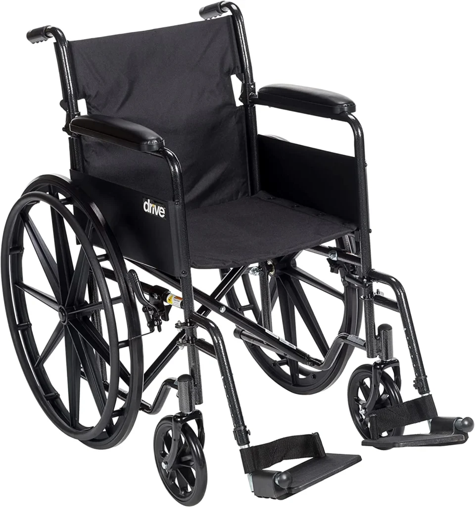 Drive Medical SSP118FA-SF Silver Sport 1 Folding Transport Wheelchair