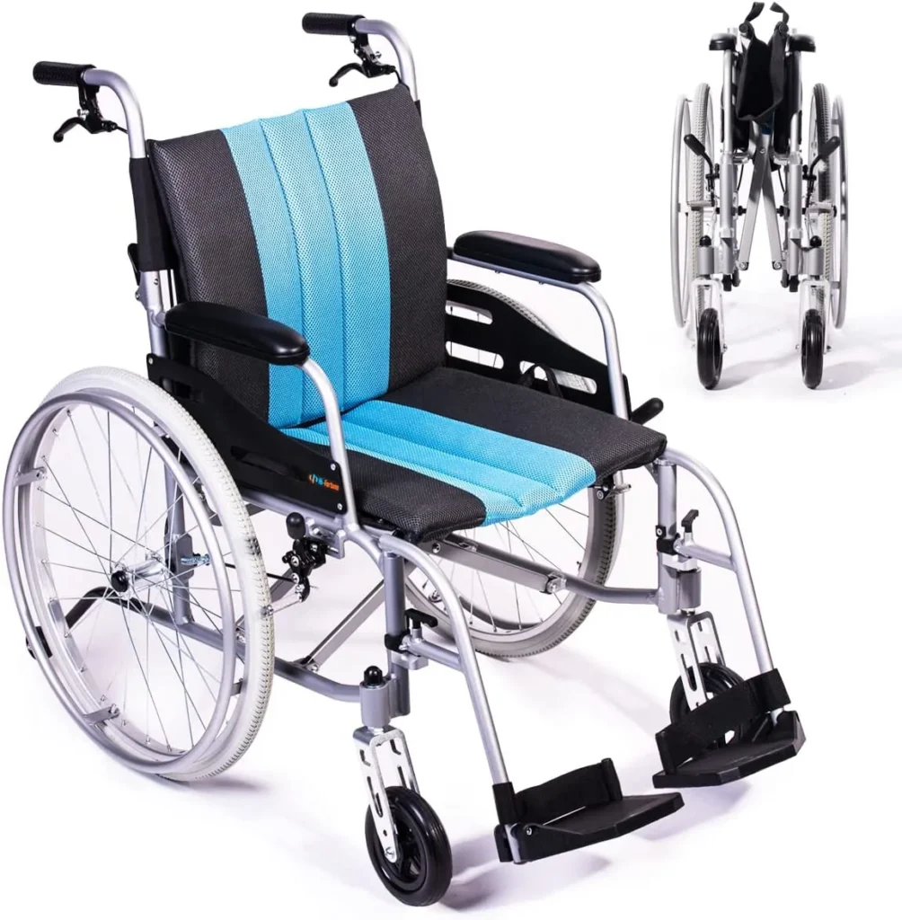Hi-Fortune Lightweight Wheelchair 21lbs Self-propelled Magnesium Chair with Travel Bag and Cushion